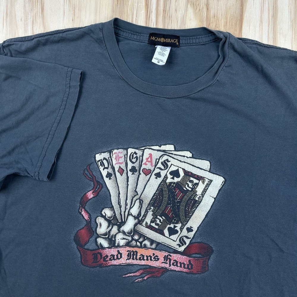 Y2K MGM Grand Las Vegas Women's‎ Medium Gray Casino Dice Cards Graphic T Shirt